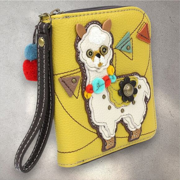 Chala New Farm Collection Llama Zip around wallet mustard yellow wristlet - Picture 4 of 4
